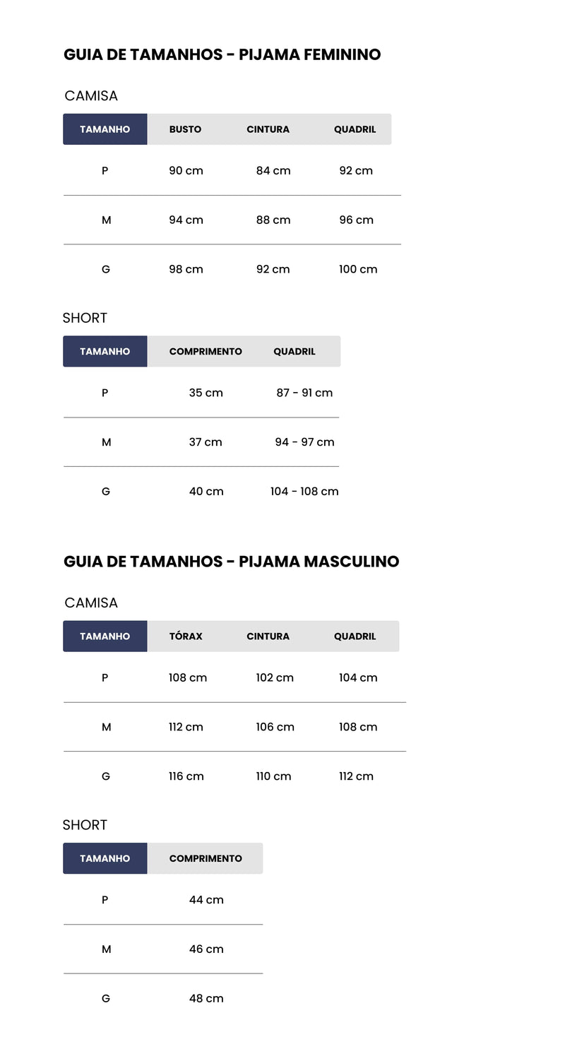 Tabela de Medidas